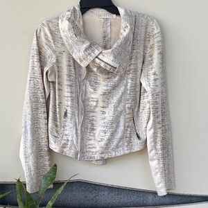 Elegant Cream and Gray Women's Cowl Neck Sweater